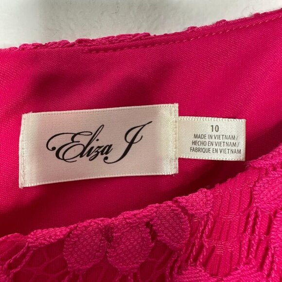 Eliza J Lace Dress Size 10 Pink Scalloped Cap Sleeve Sheath Cocktail - Picture 3 of 11